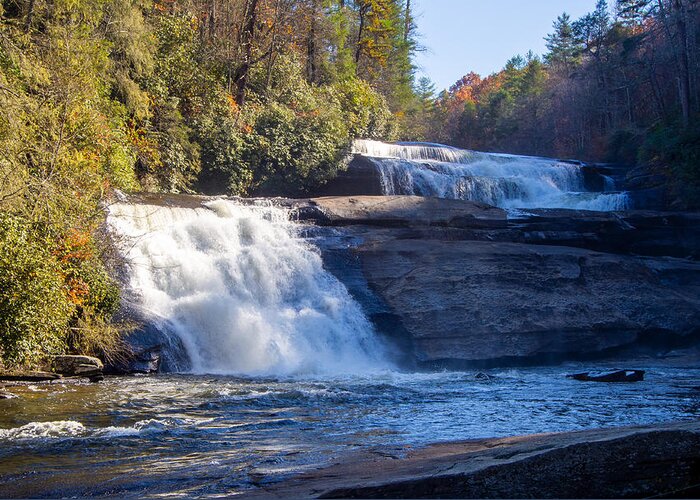 Waterfall Greeting Card featuring the photograph Waterfall in DuPont State Forest, North Carolina by L Bosco