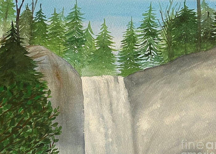 Tamanawas Falls Greeting Card featuring the painting Waterfall by Lisa Neuman