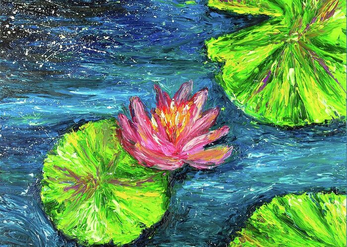  Greeting Card featuring the painting Waterlilies by Chiara Magni