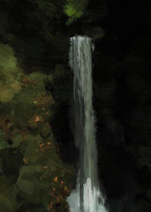 Watkins Glen Waterfall Painting Greeting Card featuring the painting Watkins Glen Waterfall Painting by Dan Sproul