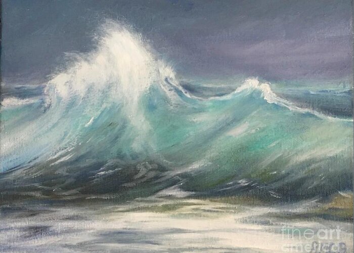 Waves Greeting Card featuring the painting Wave Watching by Rose Mary Gates