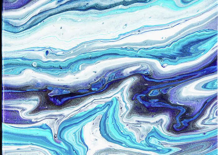 Abstract Greeting Card featuring the digital art Wavely - Colorful Flowing Liquid Marble Abstract Contemporary Acrylic Painting by Sambel Pedes