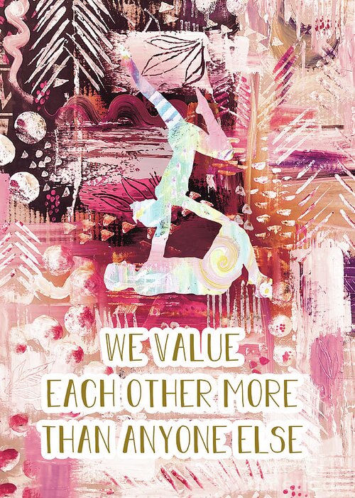We Value Each Other Greeting Card featuring the drawing We value each other by Claudia Schoen
