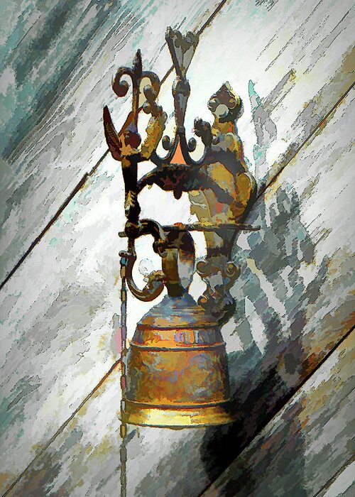 Door Bell Greeting Card featuring the photograph Weathered Brass Bell by Jerry Griffin