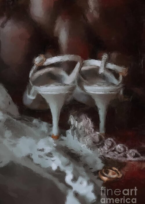 Wedding Heels Greeting Card featuring the painting Wedding Heels GNA by Gary Arnold