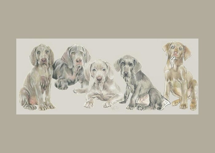 Sporting Group Greeting Card featuring the mixed media Weimaraner Puppies by Barbara Keith