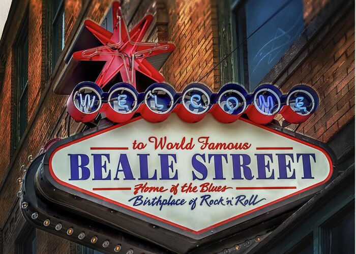 Memphis Tennessee Greeting Card featuring the photograph Welcome to Beale Street by Susan Rissi Tregoning