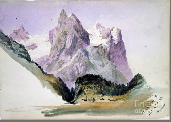 19th Century Greeting Card featuring the painting Wellhorn and Wetterhorn by John Singer Sargent