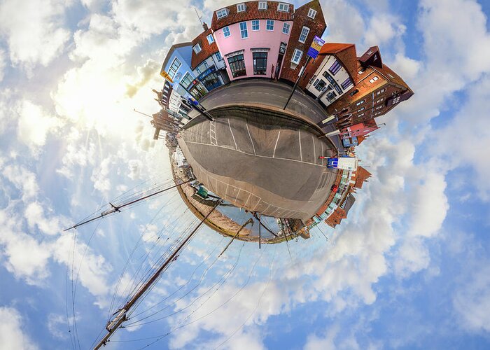 Wells Next The Sea Greeting Card featuring the photograph Wells Next The Sea in Norfolk mini planet by Simon Bratt