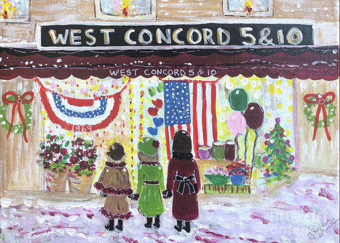 West Concord Greeting Card featuring the painting West Concord Five and Ten by Jacqui Hawk