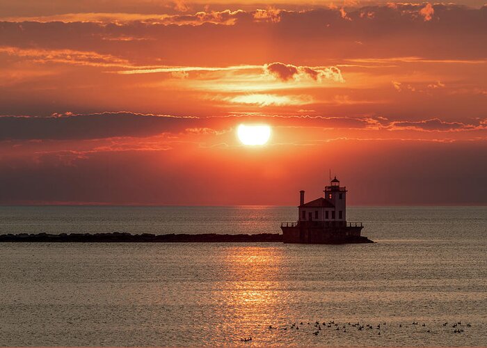 Lake Ontario Greeting Card featuring the photograph West Pierhead Sunset by Rod Best