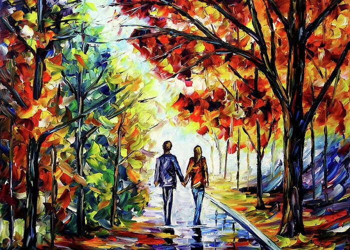 Beautiful Autumn Greeting Card featuring the painting Wet Autumn Day by Mirek Kuzniar