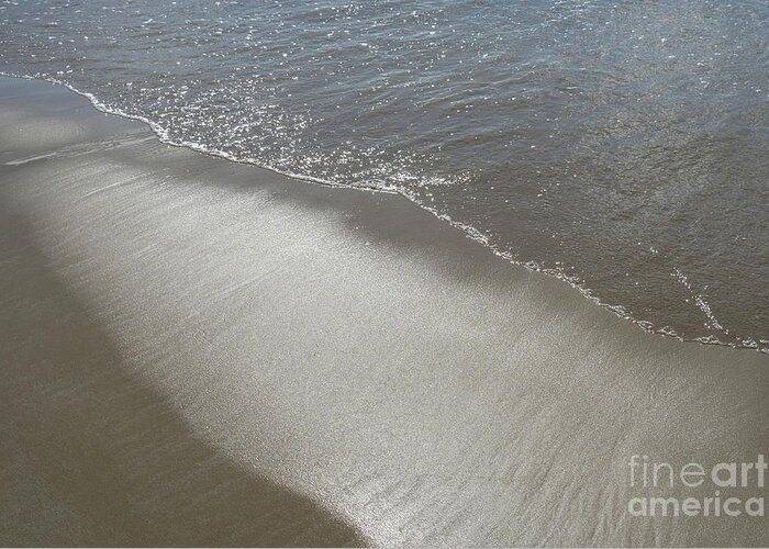 Sandy Beach Greeting Card featuring the photograph Wet sand, sea water and reflections of sunlight 2 by Adriana Mueller
