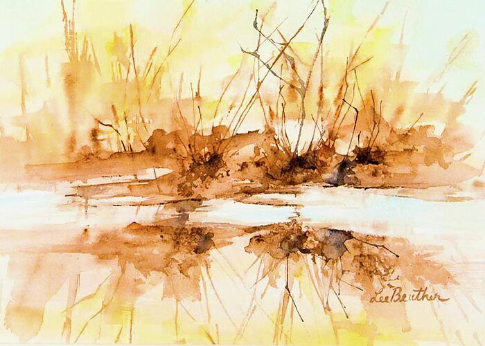 Abstract Greeting Card featuring the painting Wetlands - 2 by Lee Beuther