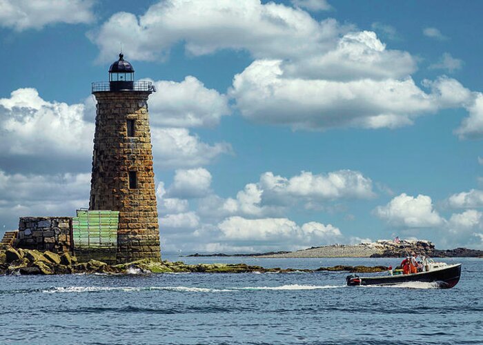Whaleback Lighthouse Greeting Card featuring the photograph Whaleback Lighthouse - Kittery, Maine by Deb Bryce