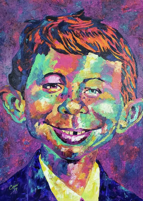 Mad Magazine Greeting Card featuring the painting What, Me Worry? by Shawn Conn