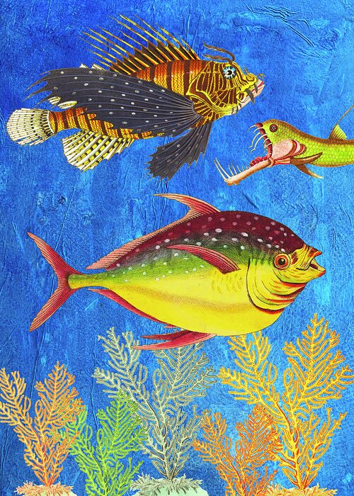 Fish Greeting Card featuring the mixed media When You're in a Rough Neighborhood Keep Swimming by Lorena Cassady