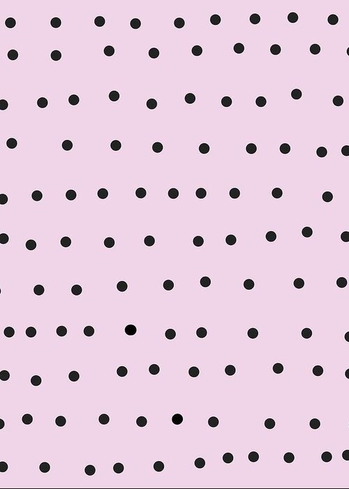 Pattern Greeting Card featuring the digital art Whimsical Black Polka Dots On Pink by Ashley Rice