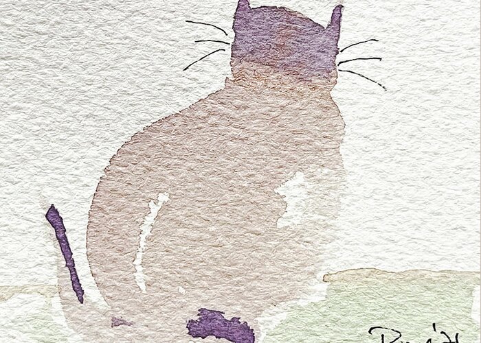 Watercolor Cat Painting Greeting Card featuring the painting Whimsy Kitty 17 by Roxy Rich