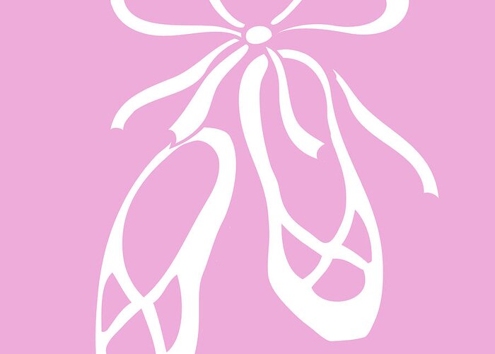 Ballet Greeting Card featuring the painting White Ballet Slippers On Baby Pink by Irina Sztukowski