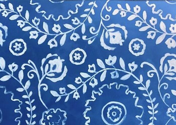  Greeting Card featuring the painting White Blue Floral by Jam Art