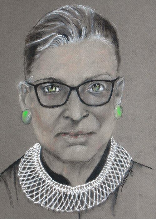 Ruth Bader Ginsburg Greeting Card featuring the drawing White-Collar Justice by Jayne Somogy