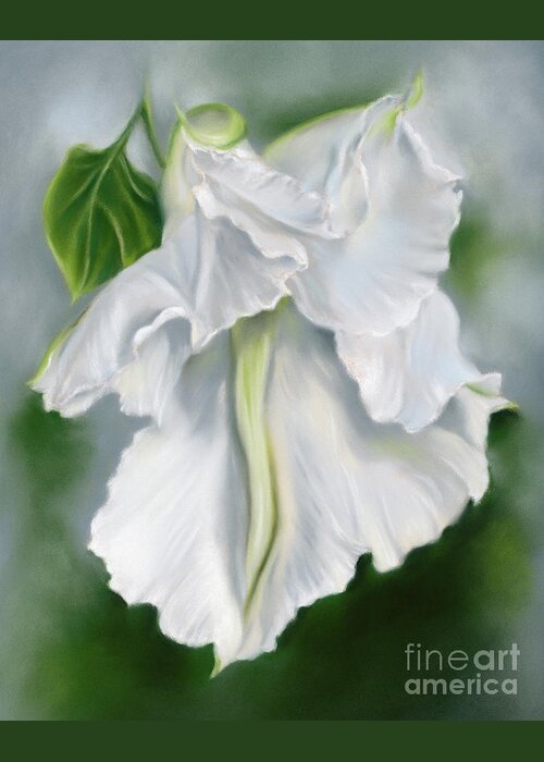 Botanical Greeting Card featuring the painting White Moonflower Unfurling in the Evening by MM Anderson