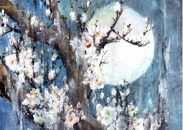 White-plum Greeting Card featuring the painting White Plum by Charlene Fuhrman-Schulz