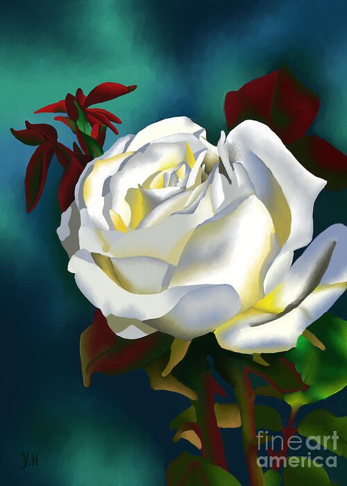 Digital Greeting Card featuring the digital art White Rose by Yenni Harrison