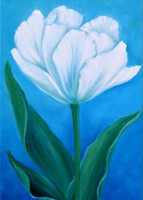 Tulip Greeting Card featuring the painting White Tulip by Archana Gautam