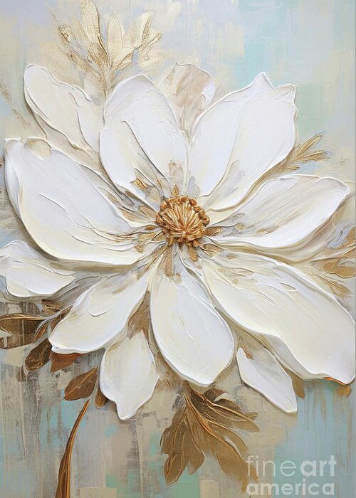 White Flower Greeting Card featuring the painting White Wild Flower by Tina LeCour