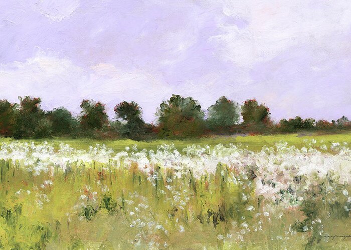 Fields Greeting Card featuring the painting White Wildflowers by J Reifsnyder
