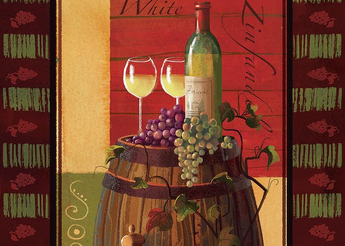 White Wine Greeting Card featuring the digital art White Wine by Kristina Vardazaryan
