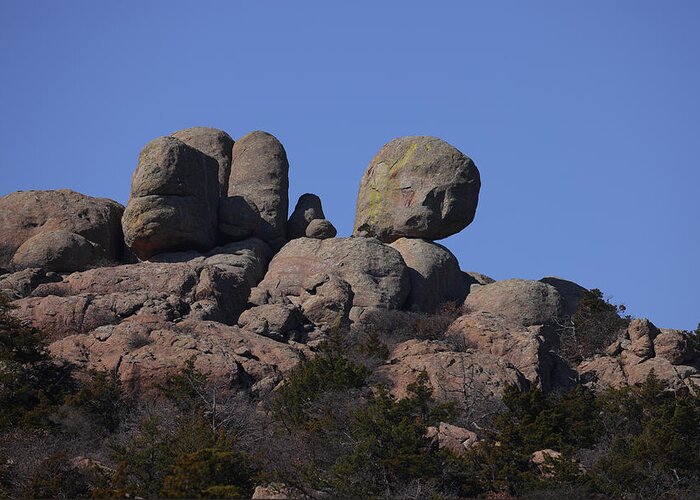 Post Oak Boulders Greeting Card featuring the photograph Wichita Mountains 3338 by John Moyer