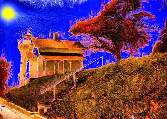 House Greeting Card featuring the digital art Widow's Watch House on the Hill by Russel Considine