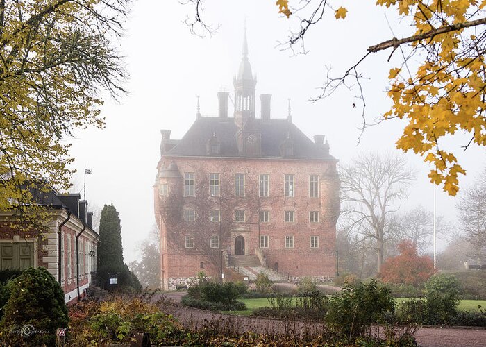 Wik Castle Greeting Card featuring the photograph Wik Castle a foggy autumn morning by Torbjorn Swenelius