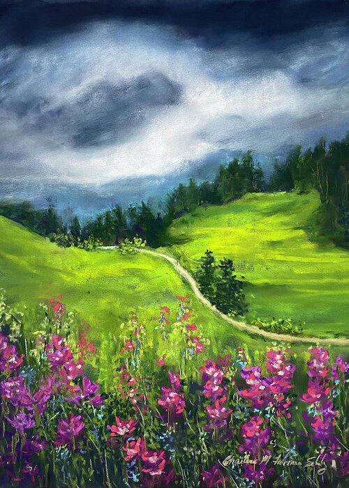 Wild Flower Greeting Card featuring the painting Wild Flower Meadow by Charlene Fuhrman-Schulz