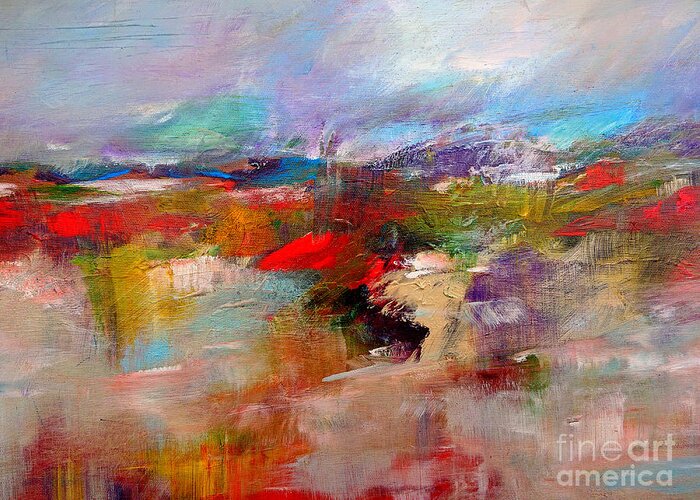 Wild Irish Abstract Landscape Paintings A Vibrant Painting Of Email Artistpixi@gmail.com To Subscribe To My Mailing List Greeting Card featuring the painting Wild irish abstract landscape paintings by Mary Cahalan Lee - aka PIXI