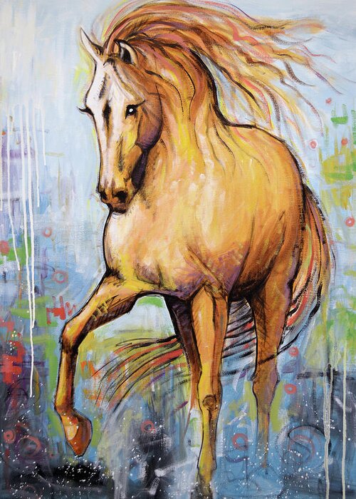 Horse Greeting Card featuring the painting Wild Stallion by Amy Giacomelli