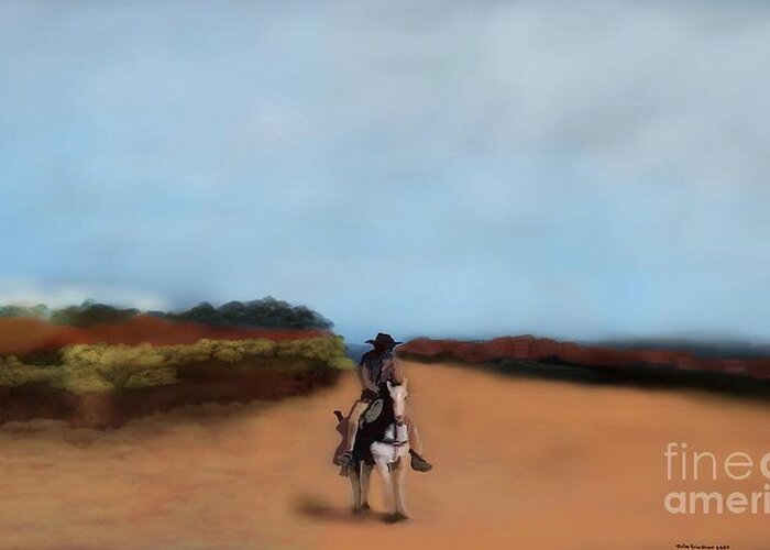 Cowboy Greeting Card featuring the digital art Wild West by Julie Grimshaw