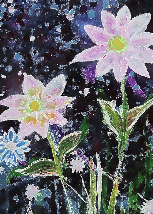 Flower Greeting Card featuring the mixed media Wildflower Frost by Melinda Firestone-White