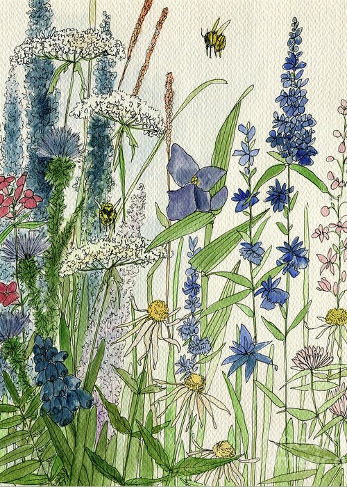 Wildflower Print Greeting Card featuring the painting Wildflowers by Laurie Rohner