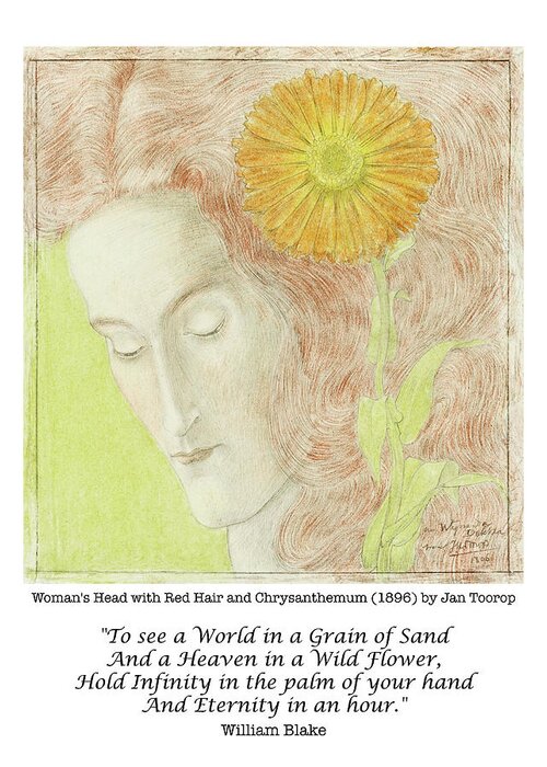 Inspirational Greeting Card featuring the painting William Blake Quote - Jan Toorop by Georgia Clare