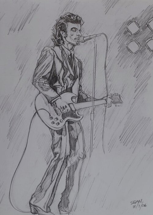 Pencil Greeting Card featuring the drawing Willy DeVille - Steady Drivin' Man by Sean Connolly