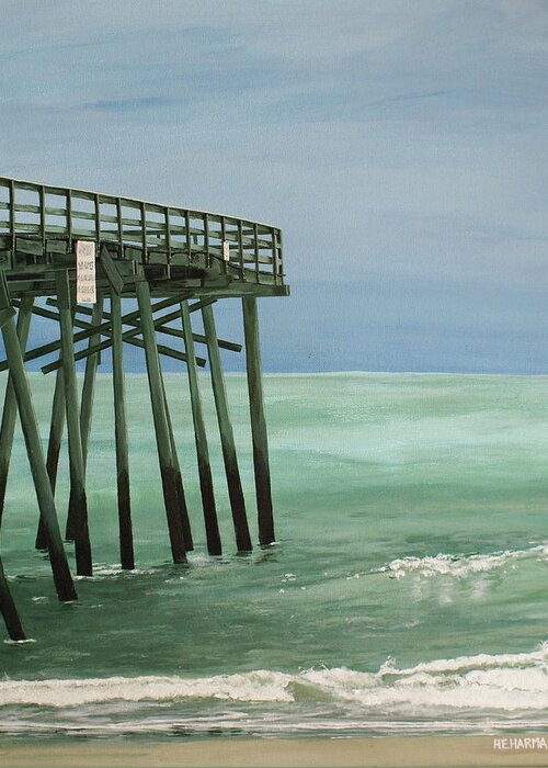 Pier Greeting Card featuring the painting Wilmington Welcome by Heather E Harman