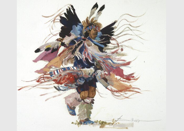 Native Dancer Greeting Card featuring the painting Wind Dancer II by Elizabeth J Billups
