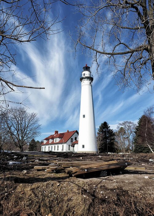 Wind Point Lighthouse Greeting Card featuring the photograph Wind Point Lighthouse Winter I by Scott Olsen
