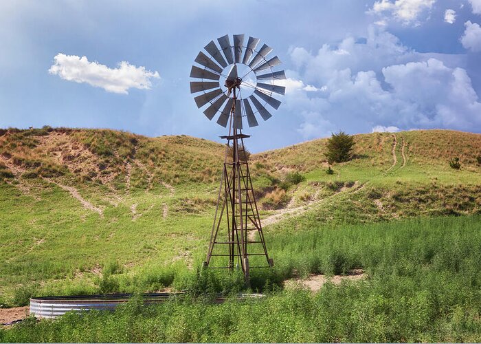 Nebraska Sandhills Greeting Card featuring the photograph Windmill - Nebraska Sandhills by Susan Rissi Tregoning