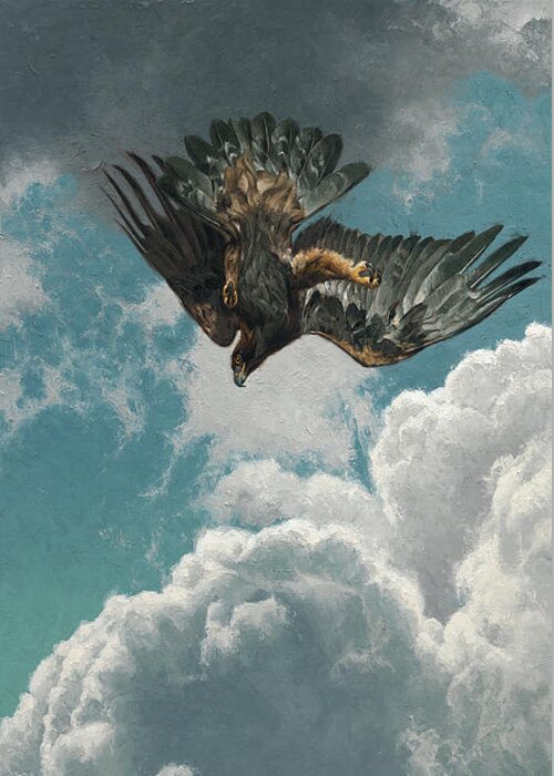 Eagle Painting Greeting Card featuring the painting Wing Over by Greg Beecham