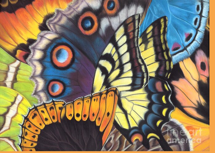 Butterflies Greeting Card featuring the painting Wings of North Amerca by Lucy Arnold